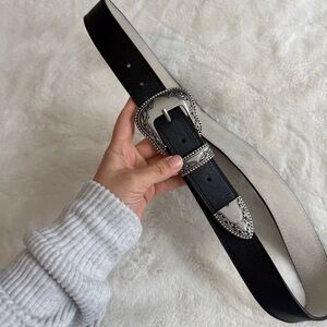Vince Camuto Western Belt Black Silver Size XL